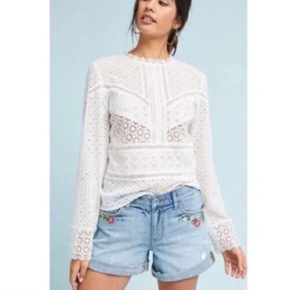 Anthropologie x James Coviello Burnham Lace Top M Cottagecore Boho Festival - Picture 2 of 15